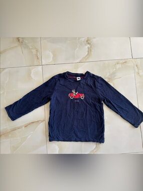 Janie and Jack Navy Blue Long Sleeve Tee with Red Car Graphic